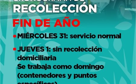 Cronograma especial de recolección en Rawson por fin de año