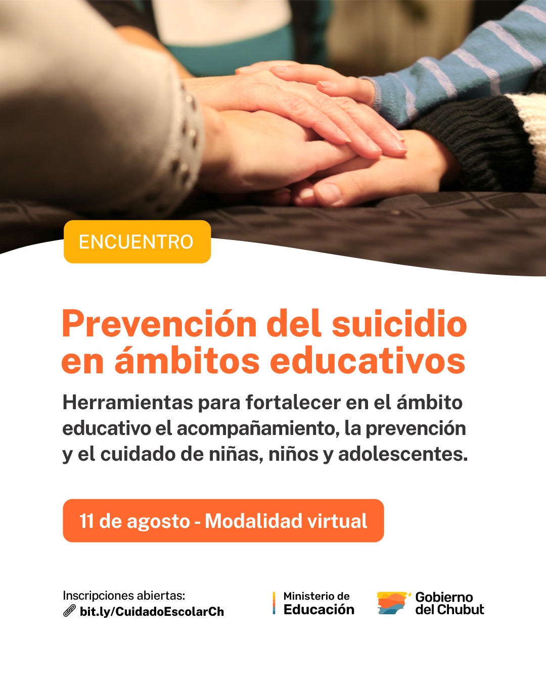 Abren inscripciones para el encuentro de sensibilización sobre prevención del suicidio en ámbitos educativos