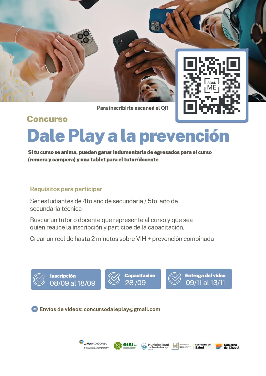 Chubut convoca a estudiantes de Puerto Madryn a participar de concurso sobre prevención del VIH